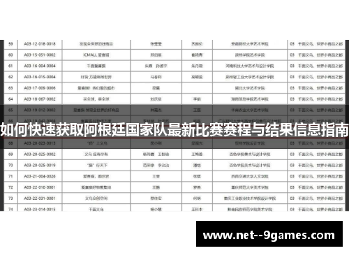 如何快速获取阿根廷国家队最新比赛赛程与结果信息指南